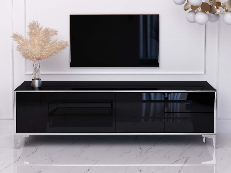 Mueble TV Monako 180cm - Negro, Plateado